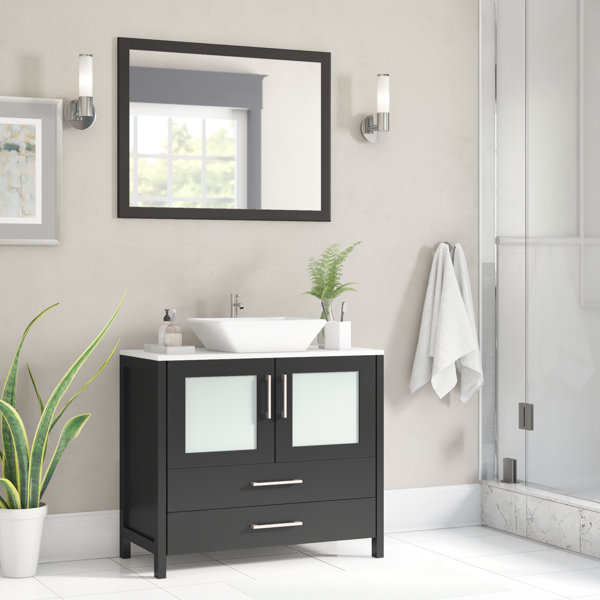 Wade Logan® Karson 36" Single Bathroom Vanity Set with Mirror & Reviews